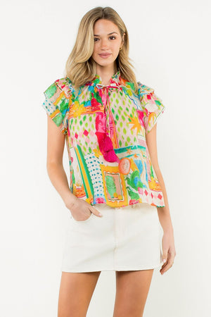 Floral Top - Pink/Blue