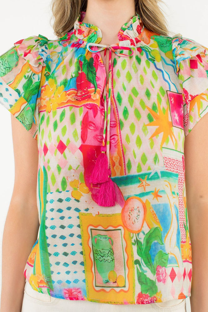 Floral Top - Pink/Blue