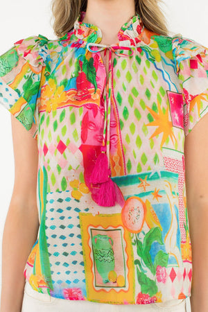 Floral Top - Pink/Blue