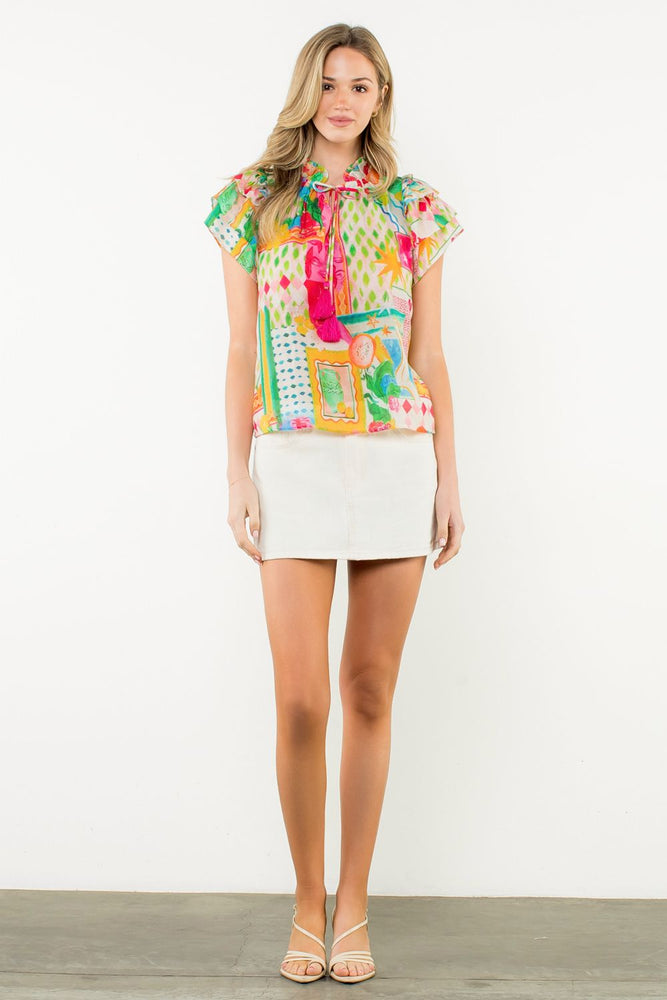Floral Top - Pink/Blue