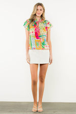 Floral Top - Pink/Blue
