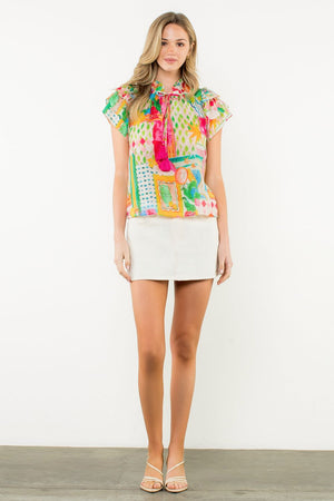 Floral Top - Pink/Blue
