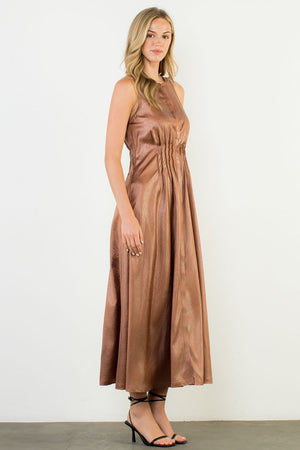 Sleeveless Maxi Dress - Brown