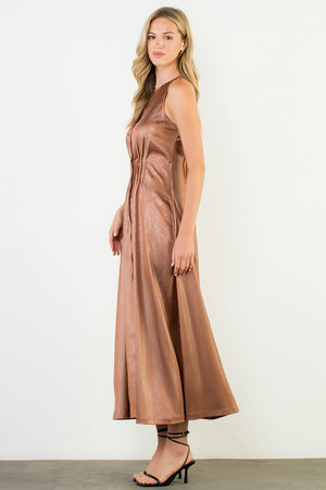 Sleeveless Maxi Dress - Brown