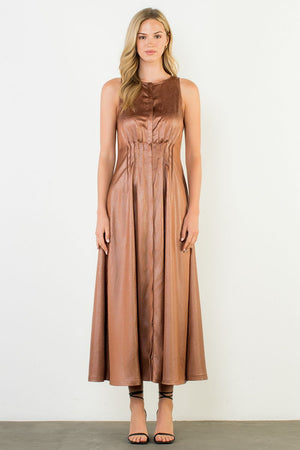 Sleeveless Maxi Dress - Brown