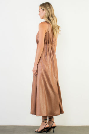 Sleeveless Maxi Dress - Brown