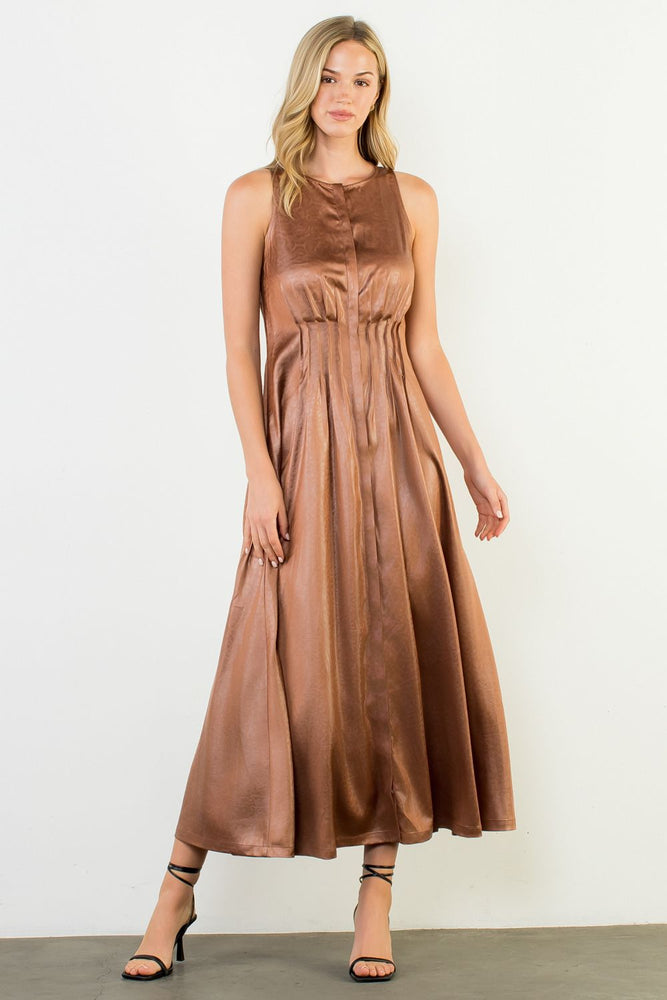 Sleeveless Maxi Dress - Brown