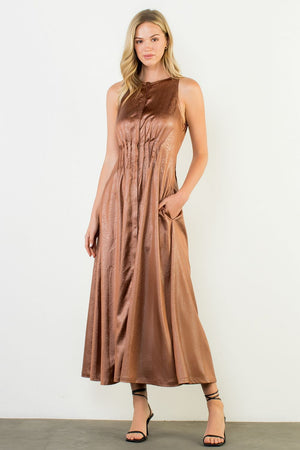 Sleeveless Maxi Dress - Brown