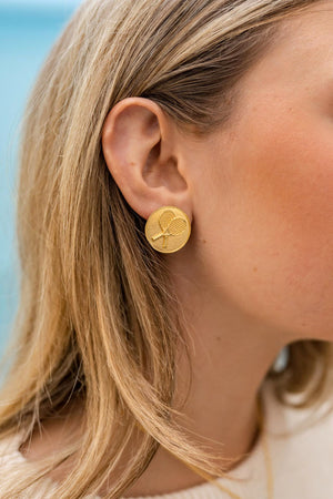 
            
                Load image into Gallery viewer, Double Tennis Coin - Gold - Earring
            
        