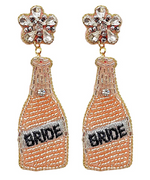 Beaded BRIDE Bottle Earrings - Pink/Gold