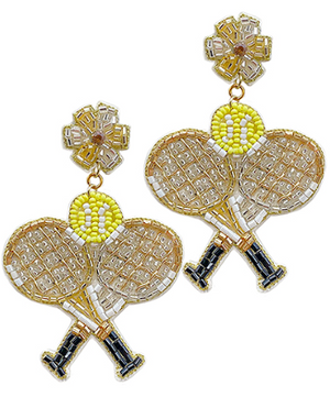 
            
                Load image into Gallery viewer, Beaded Tennis Earrings - Gold/Silver
            
        