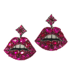 Magenta Jeweled Lip Earrings